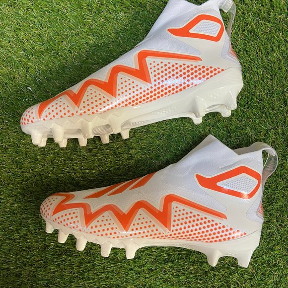Adidas Freak Ultra 22 Primeknit Laceless Football Cleats 10 White Orange GZ0464
